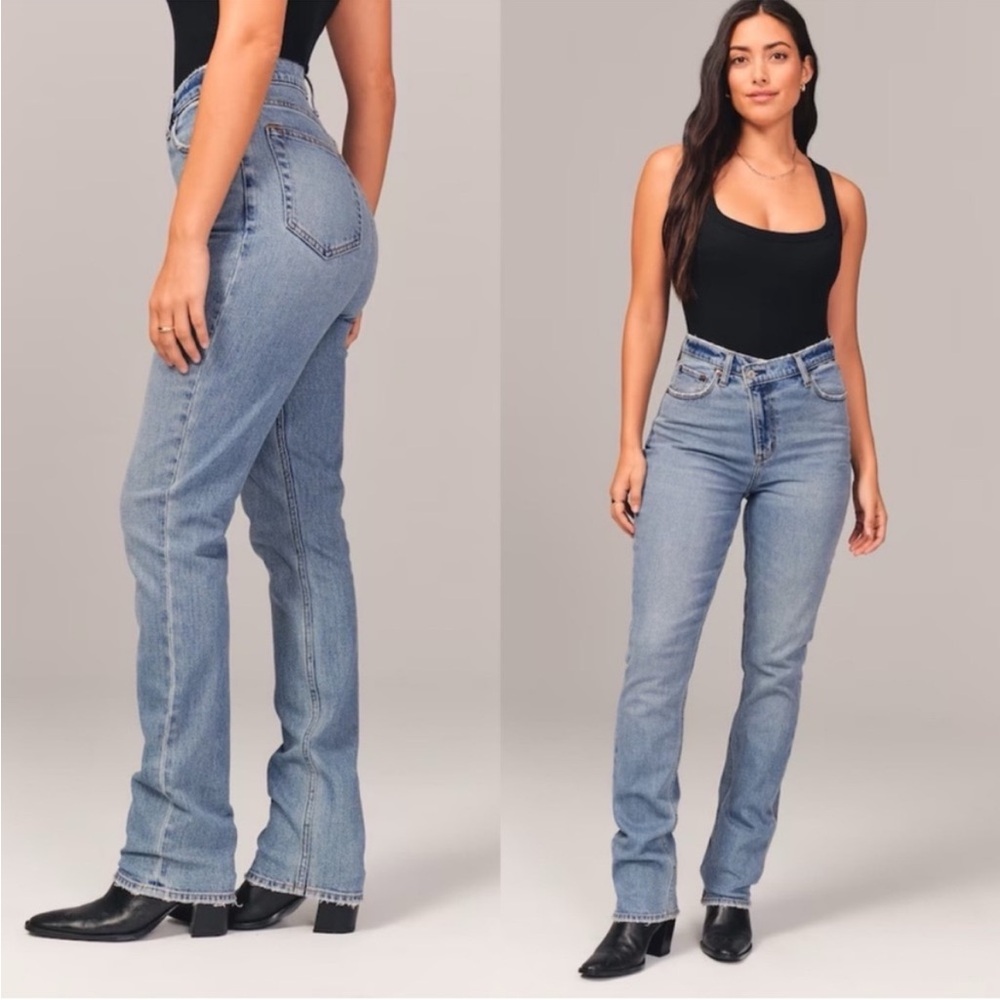 Abercrombie & Fitch Curve Love Ultra High Rise 90s Slim Straight Jean 26